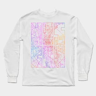 Moscow, Russia City Map Typography - Colorful Long Sleeve T-Shirt